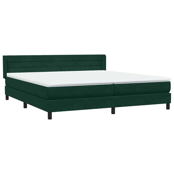 vidaXL Boxspringbett mit Matratze Dunkelgr&uuml;n 180x210 cm Samt