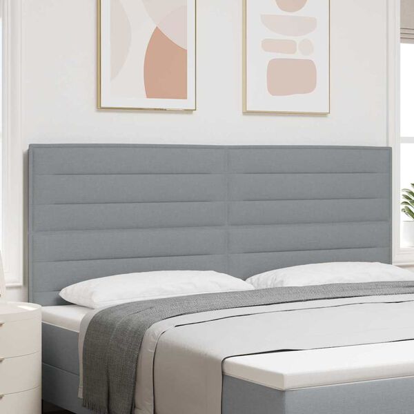 vidaXL LED Kopfteil mit LED-Lichtleisten Hellgrau 200 cm Polyester