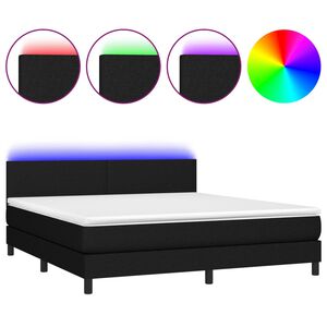 vidaXL Boxspringbett mit Matratze & LED Schwarz 160x200 cm Stoff