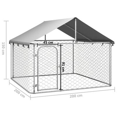 vidaXL Outdoor-Hundezwinger mit Dach 200x200x150 cm