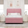 vidaXL Boxspringbett mit Matratze Rosa 190 x 140 cm Polyester