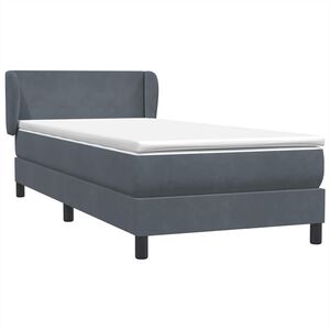 vidaXL Boxspringbett mit Matratze Dunkelgrau 90x210 cm Samt