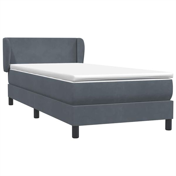 vidaXL Boxspringbett mit Matratze Dunkelgrau 90x210 cm Samt
