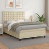 vidaXL Boxspringbett mit Matratze Creme 140x200 cm Kunstleder