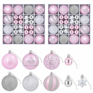 vidaXL Weihnachtskugelset 88 stk. Rosa und Silber &Oslash; 6 cm Kunststoff