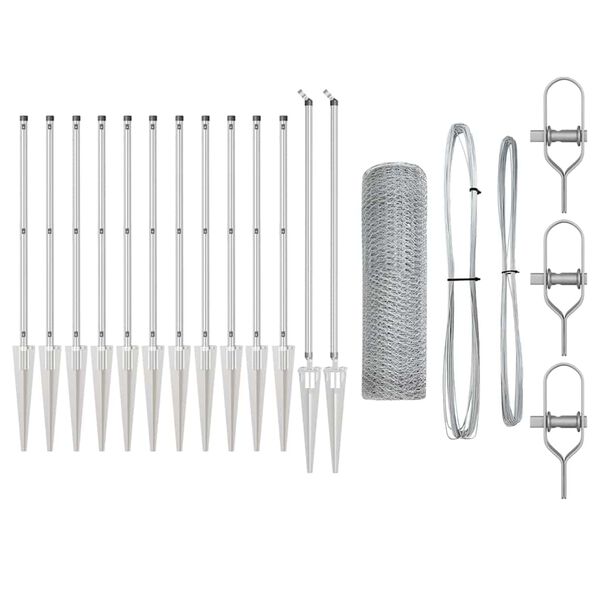 vidaXL Zaunpfosten Silber 25 x 0,4 m (13 mm Maschen) Stahl