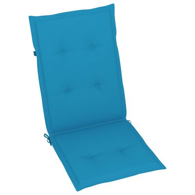 vidaXL Gartenstühle 2 Stk. mit Blauen Kissen Massivholz Teak