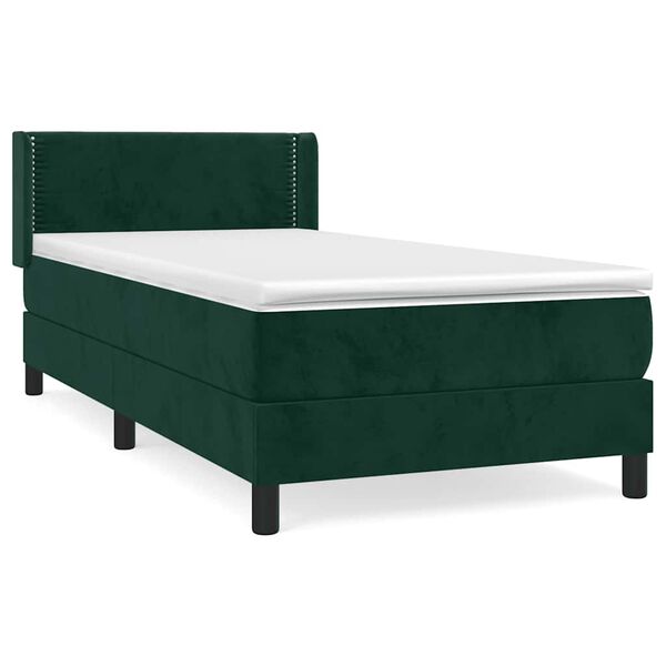 vidaXL Boxspringbett mit Matratze Dunkelgr&uuml;n 80x200 cm Samt