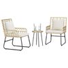 vidaXL Garten Essgruppe 3 pcs Braun und Creme Poly-Rattan, Stahl