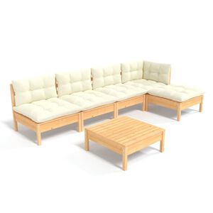 vidaXL 6-tlg. Garten-Lounge-Set mit Creme Kissen Kiefernholz