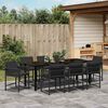 vidaXL Garten Essgruppe 9 pcs Schwarz Poly-Rattan