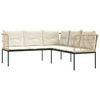 vidaXL Gartensofa in L-Form mit Kissen Schwarz Stahl und Textilene
