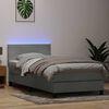 vidaXL Boxspringbett mit Matratze & LED Hellgrau 90x220 cm Samt