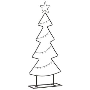 vidaXL Metall Weihnachtsbaum mit Ständer Schwarz 90 cm Stahl