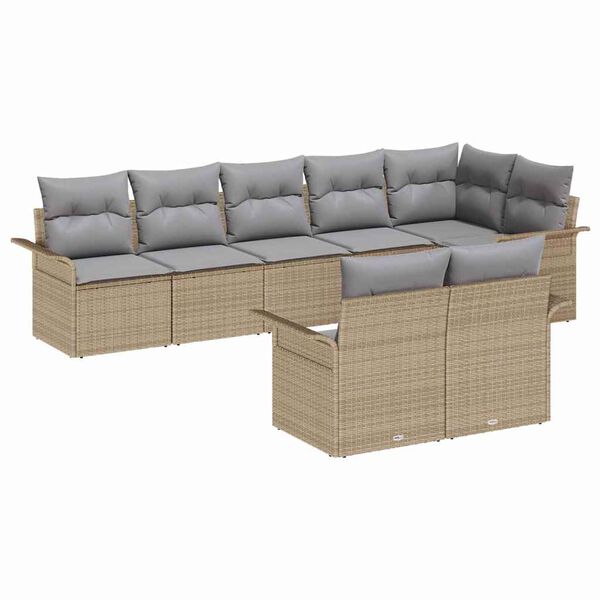 vidaXL Gartensofa-set mit Speicher 8 pcs Beige Poly-Rattan