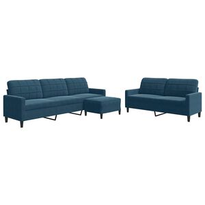 vidaXL 3-tlg. Sofagarnitur mit Kissen Blau Samt