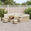 vidaXL Gartensofa-set mit Kissen mit Speicher 12 pcs Beige Poly Rattan