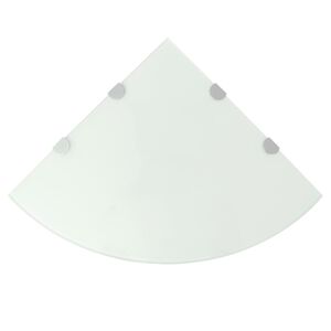 vidaXL Eckablage mit Verchromten Halterungen Glas Wei&szlig; 45x45 cm