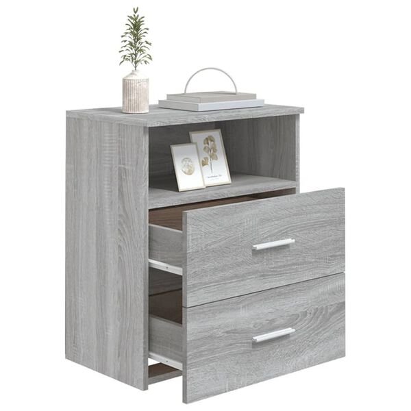 vidaXL Nachttische 2 Stk. Grau Sonoma 50x32x60 cm