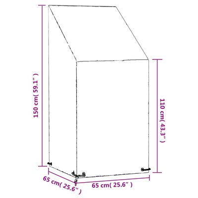 vidaXL Abdeckungen für Gartenstühle 2 Stk. 8 Ösen 65x65x110/150 cm