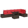 vidaXL Gartensofa-set 7 Stk. 6-Sitzanzahl Braun und Rot Poly-Rattan