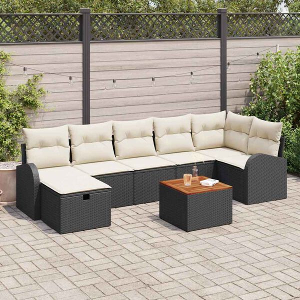 vidaXL Gartensofa-set mit Kissen 8 pcs Schwarz Poly-Rattan