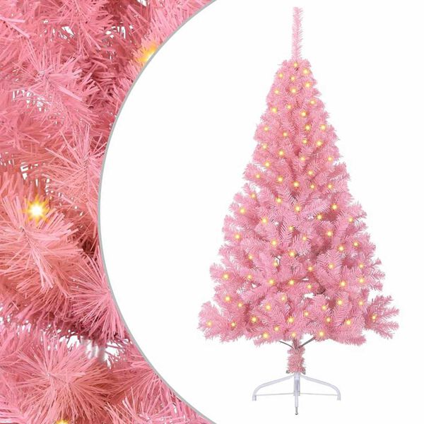 vidaXL K&uuml;nstlicher vorbeleuchteter Weihnachtsbaum Rosa 120 cm PVC