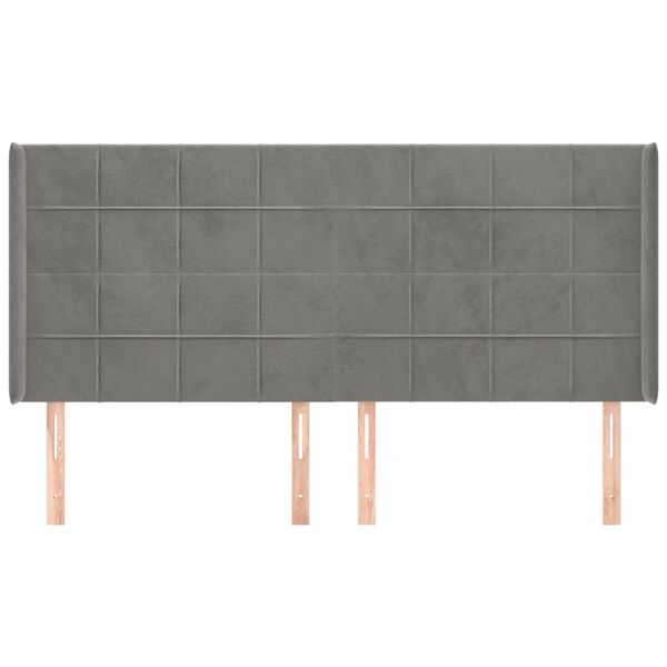 vidaXL Kopfteil mit Ohren Hellgrau 203x16x118/128 cm Samt