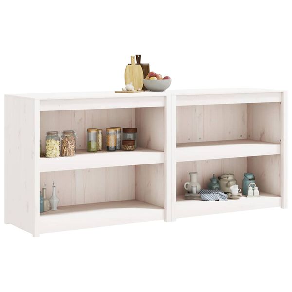vidaXL Outdoor-K&uuml;chenschr&auml;nke MEPPEL 2 Stk. Wei&szlig; Massivholz Kiefer