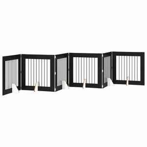 vidaXL Klappbares Hundetor mit St&auml;ndern 6 pcs Schwarze Eiche 482 cm