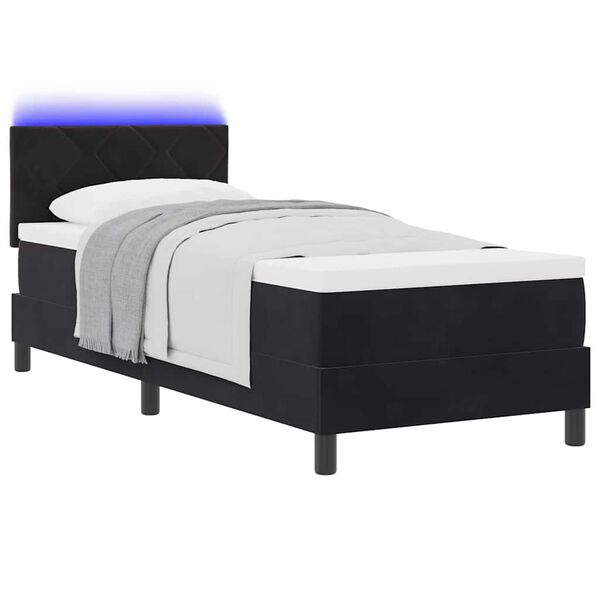vidaXL LED Boxspringbett mit Matratze mit LED Schwarz 80 x 200 cm Samt
