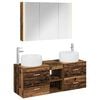 vidaXL Badezimmerm&ouml;bel-Set 4 stk. Altholz Ingenieurholz und Glas