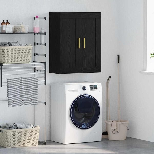 vidaXL Wandschrank Schwarz Eichen-Optik 69,5 x 34 x 90 cm