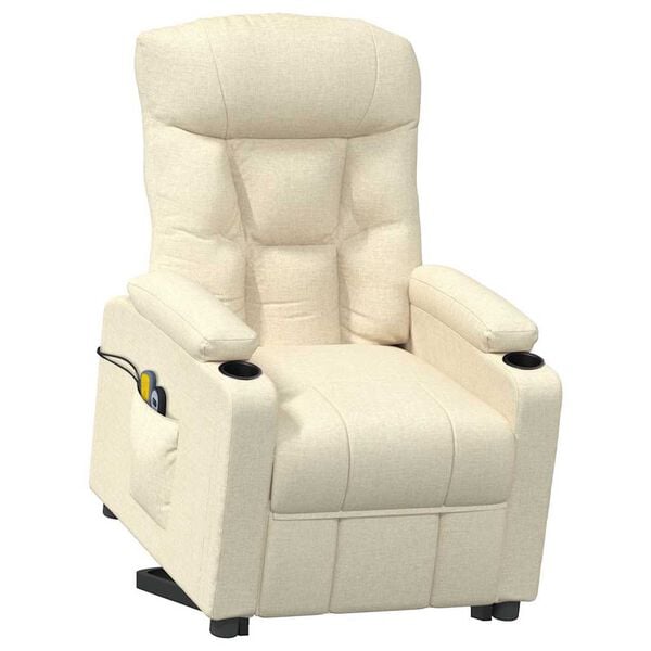 vidaXL Massagesessel mit Aufstehhilfe Creme Stoff