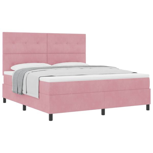 vidaXL Boxspringbett mit Matratze mit Kopfteil Rosa 180 x 200 cm Stoff
