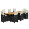 vidaXL 11-tlg. Garten-Bistro-Set mit Kissen Schwarz Poly Rattan