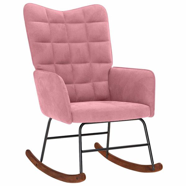 vidaXL Schaukelstuhl mit Hocker Pink Velvet