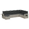 vidaXL 8-tlg. Garten-Sofagarnitur mit Kissen Hellgrau Poly Rattan