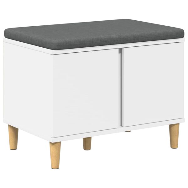 vidaXL Flurbank mit Kissen mit Speicher mit T&uuml;r Wei&szlig; 60 x 38 x 46 cm