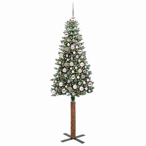 vidaXL Schlanker Weihnachtsbaum mit 300 LEDs Grün und Weiß 180 cm