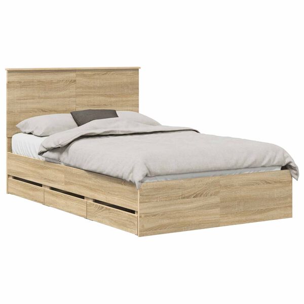 vidaXL Bettrahmen Sonoma-Eiche 120 x 190 cm Ingenieurs Holz