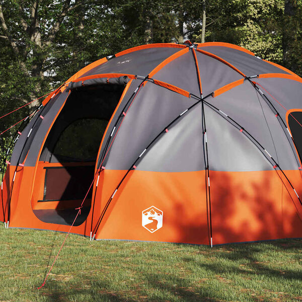 vidaXL Campingzelt Grau und Orange 475 x 475 x 235 cm Polyester
