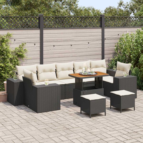 vidaXL Garten-Sofa-Set 10 pcs Schwarz Poly-Rattan