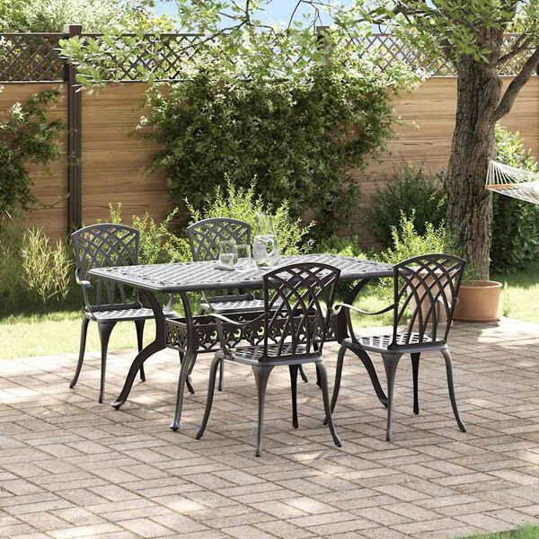 vidaXL Garten Essgruppe 5 pcs Schwarz Aluminium