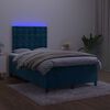 vidaXL Boxspringbett mit Matratze & LED Dunkelblau 120x200 cm Samt