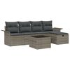vidaXL Garten-Sofa-Set mit Kissen mit Speicher 6 pcs Grau Poly Rattan