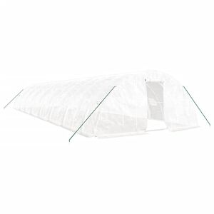vidaXL Gew&auml;chshaus mit Stahlrahmen Wei&szlig; 80 m&sup2; 16x5x2,3 m