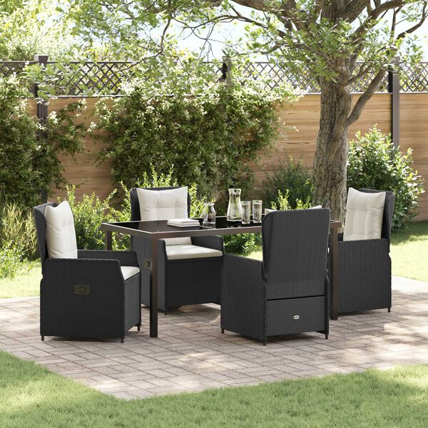 vidaXL Garten Essgruppe 5 pcs Schwarz Poly-Rattan
