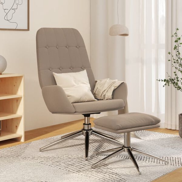 vidaXL Relaxsessel mit Hocker Taupe Mikrofasergewebe