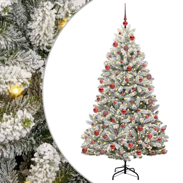 vidaXL K&uuml;nstlicher Weihnachtsbaum Gr&uuml;n und Wei&szlig; 180 cm PVC und Metall